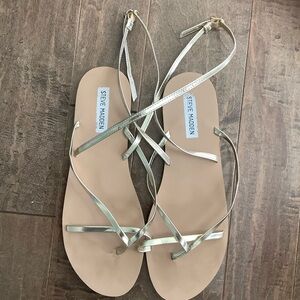 Steve Madden Gold Strap Sandals, Size 10